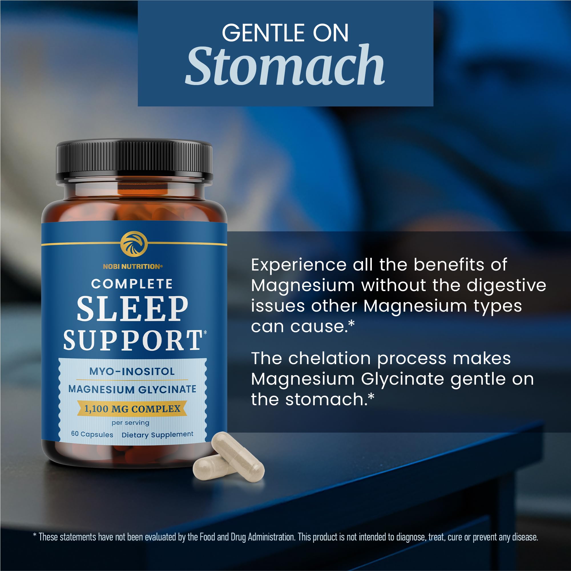 Complete Sleep Support | Myo Inositol + Magnesium Glycinate | Restful Sleep & Relaxation Support | 1100MG Complex | Melatonin-Free, Non-GMO | Inositol Supplement with Magnesium-Glycinate | 60 Ct - TrustMedUSA