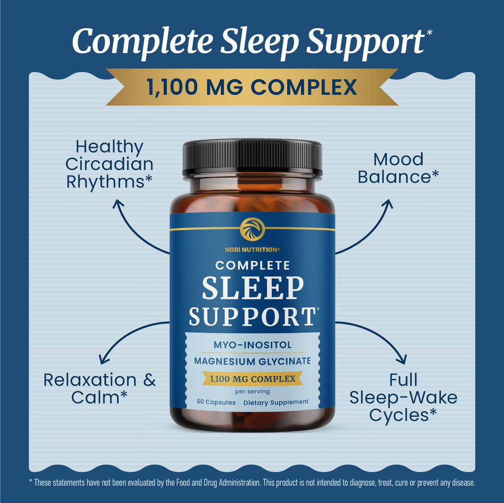Complete Sleep Support | Myo Inositol + Magnesium Glycinate | Restful Sleep & Relaxation Support | 1100MG Complex | Melatonin-Free, Non-GMO | Inositol Supplement with Magnesium-Glycinate | 60 Ct - TrustMedUSA
