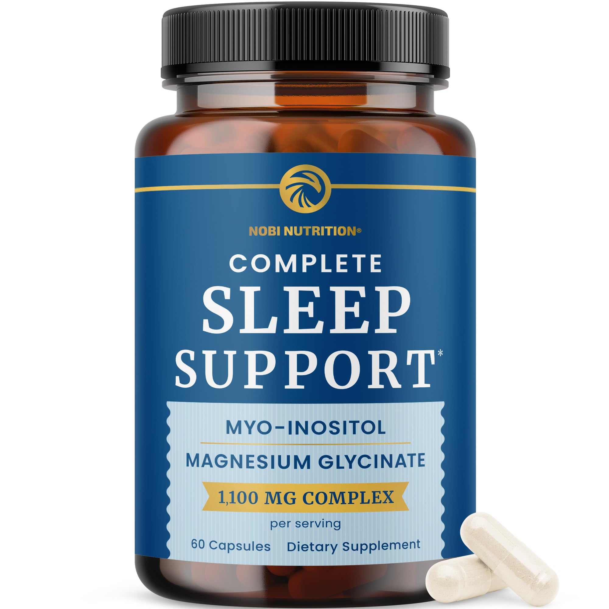 Complete Sleep Support | Myo Inositol + Magnesium Glycinate | Restful Sleep & Relaxation Support | 1100MG Complex | Melatonin-Free, Non-GMO | Inositol Supplement with Magnesium-Glycinate | 60 Ct - TrustMedUSA
