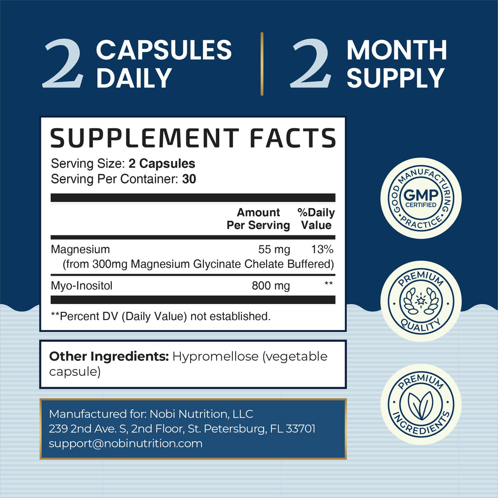 Complete Sleep Support | Myo Inositol + Magnesium Glycinate | Restful Sleep & Relaxation Support | 1100MG Complex | Melatonin-Free, Non-GMO | Inositol Supplement with Magnesium-Glycinate | 60 Ct - TrustMedUSA