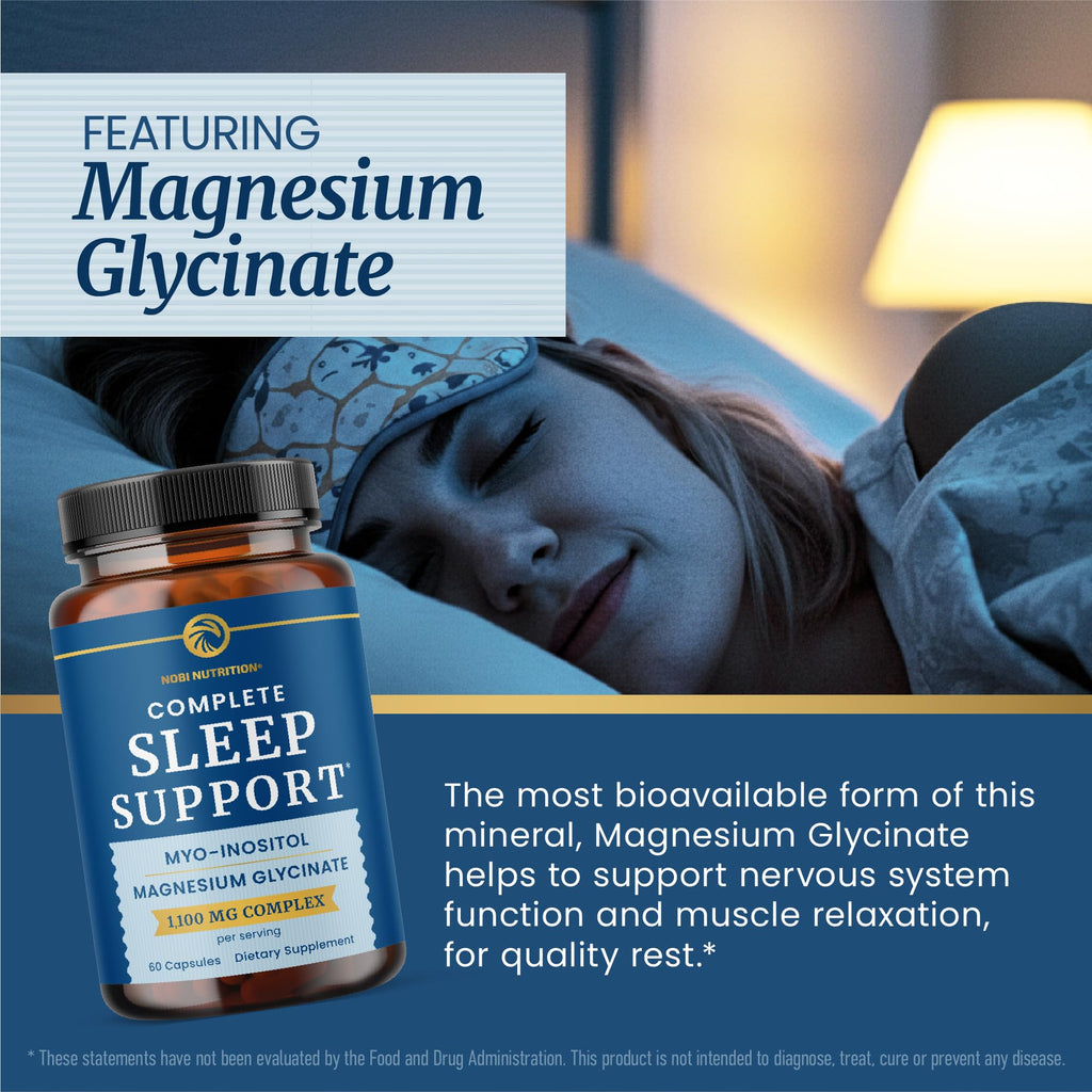 Complete Sleep Support | Myo Inositol + Magnesium Glycinate | Restful Sleep & Relaxation Support | 1100MG Complex | Melatonin-Free, Non-GMO | Inositol Supplement with Magnesium-Glycinate | 60 Ct - TrustMedUSA