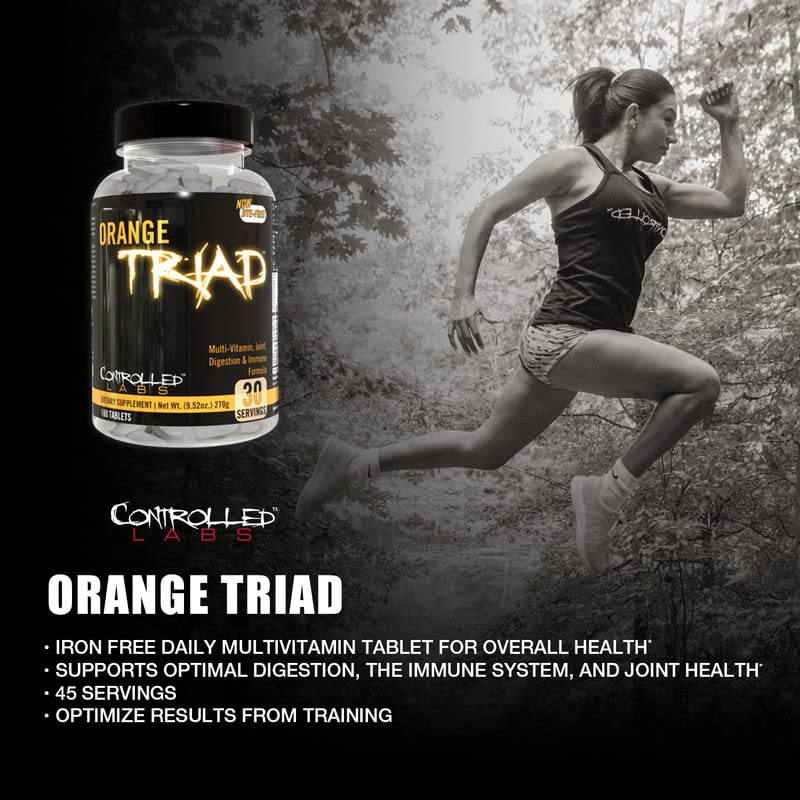 CONTROLLED LABS Orange Triad Daily Multivitamin, Iron Free Sports Supplement for Workout, Digestion, Immune, and Joints, 45 serv - Tablets (270 Count (Pack of 1)) - TrustMedUSA