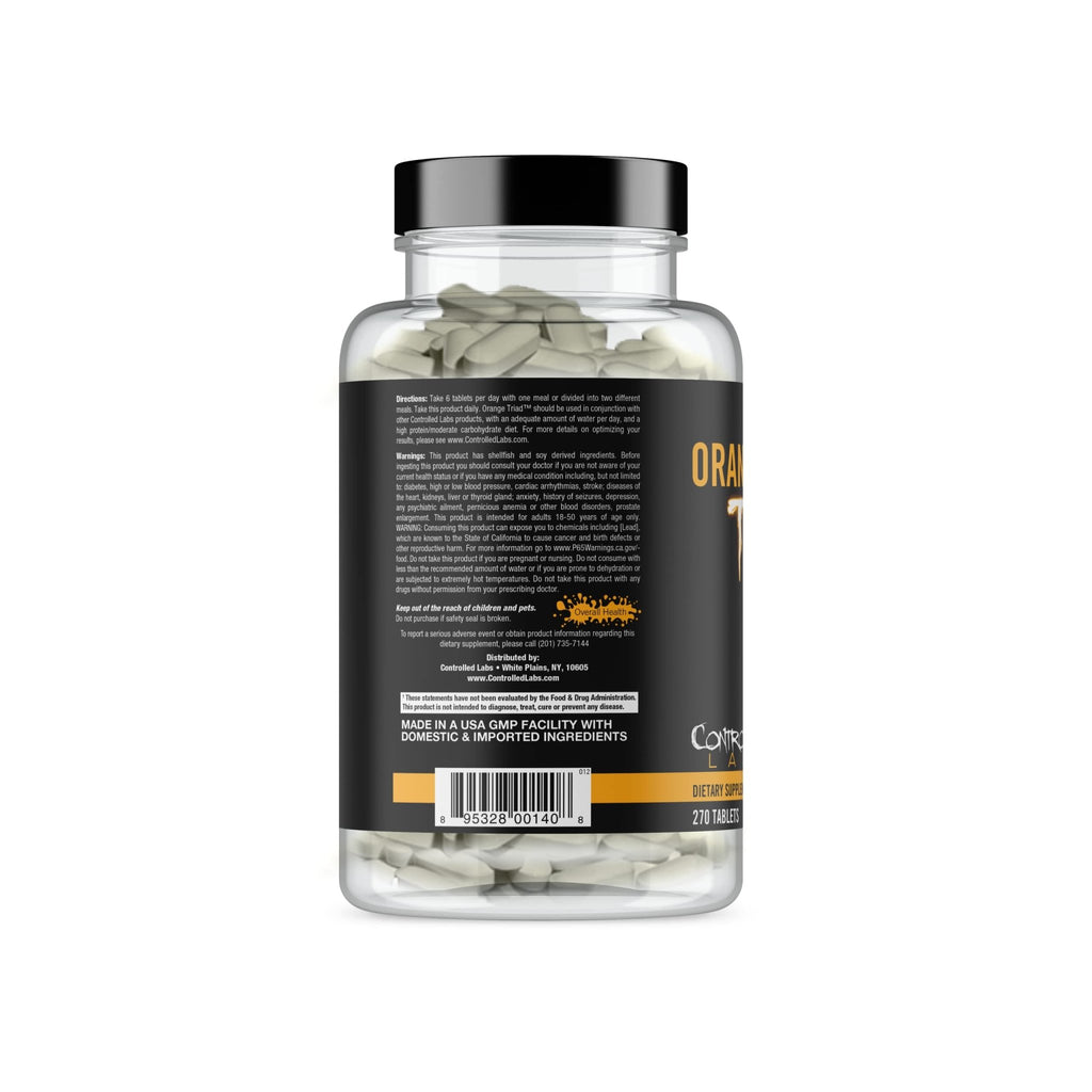 CONTROLLED LABS Orange Triad Daily Multivitamin, Iron Free Sports Supplement for Workout, Digestion, Immune, and Joints, 45 serv - Tablets (270 Count (Pack of 1)) - TrustMedUSA