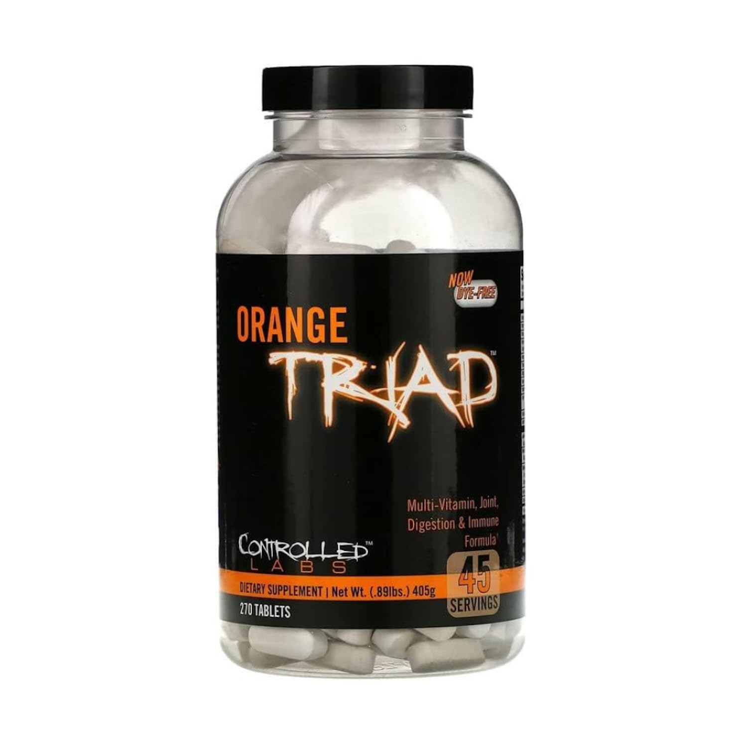 CONTROLLED LABS Orange Triad Daily Multivitamin, Iron Free Sports Supplement for Workout, Digestion, Immune, and Joints, 45 serv - Tablets (270 Count (Pack of 1)) - TrustMedUSA