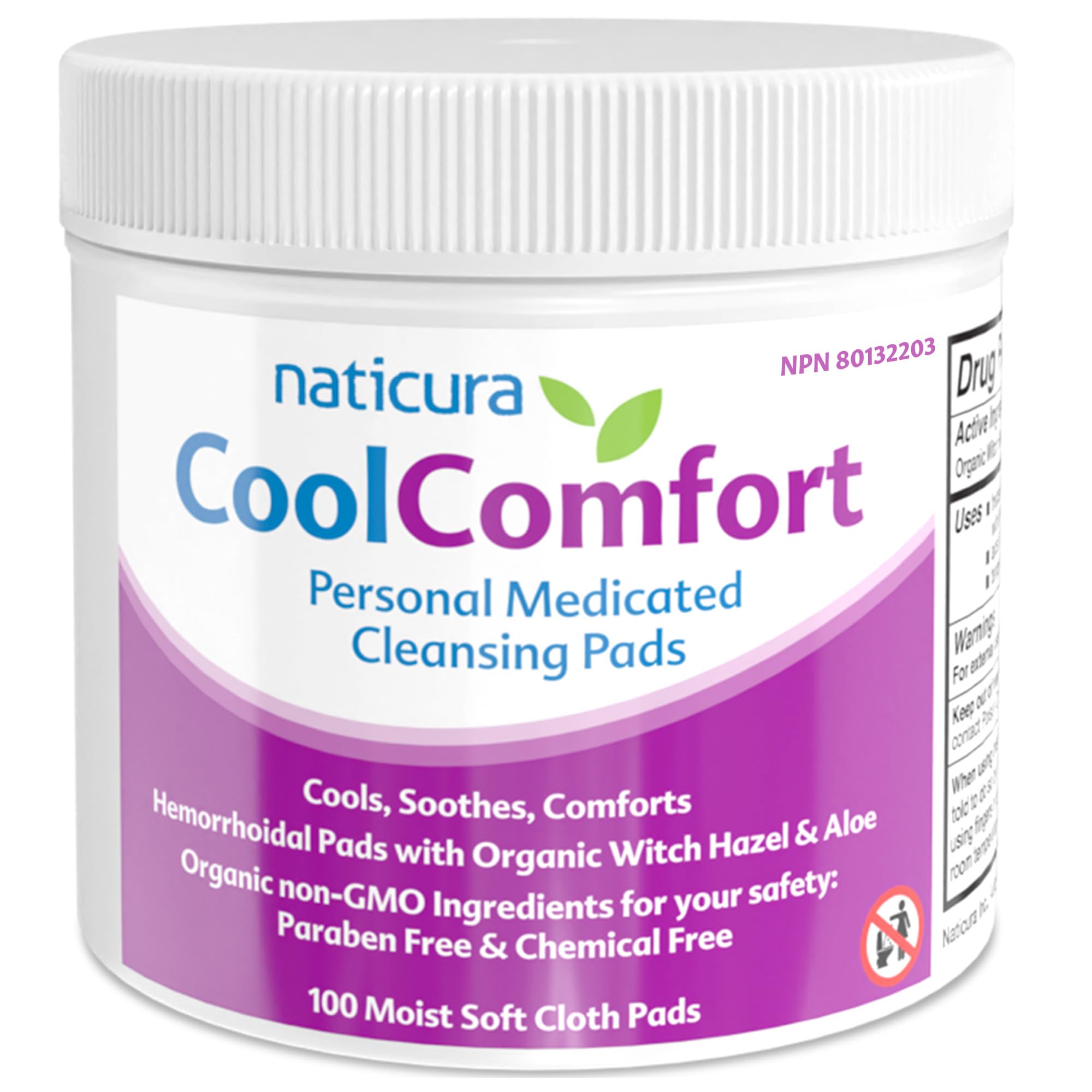 CoolComfort Personal Cleansing Pads with Organic Witch Hazel and Aloe Vera - All Natural and Fast Acting Wipes for Hemorrhoid Burning, Itching, Pain and Swelling - 100 Pads - No Parabens - Made in USA - TrustMedUSA