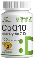 CoQ10 100mg, 240 Capsules – with Omega 3 Fatty Acid 100mg – Bioavailable Coenzyme - TrustMedUSA