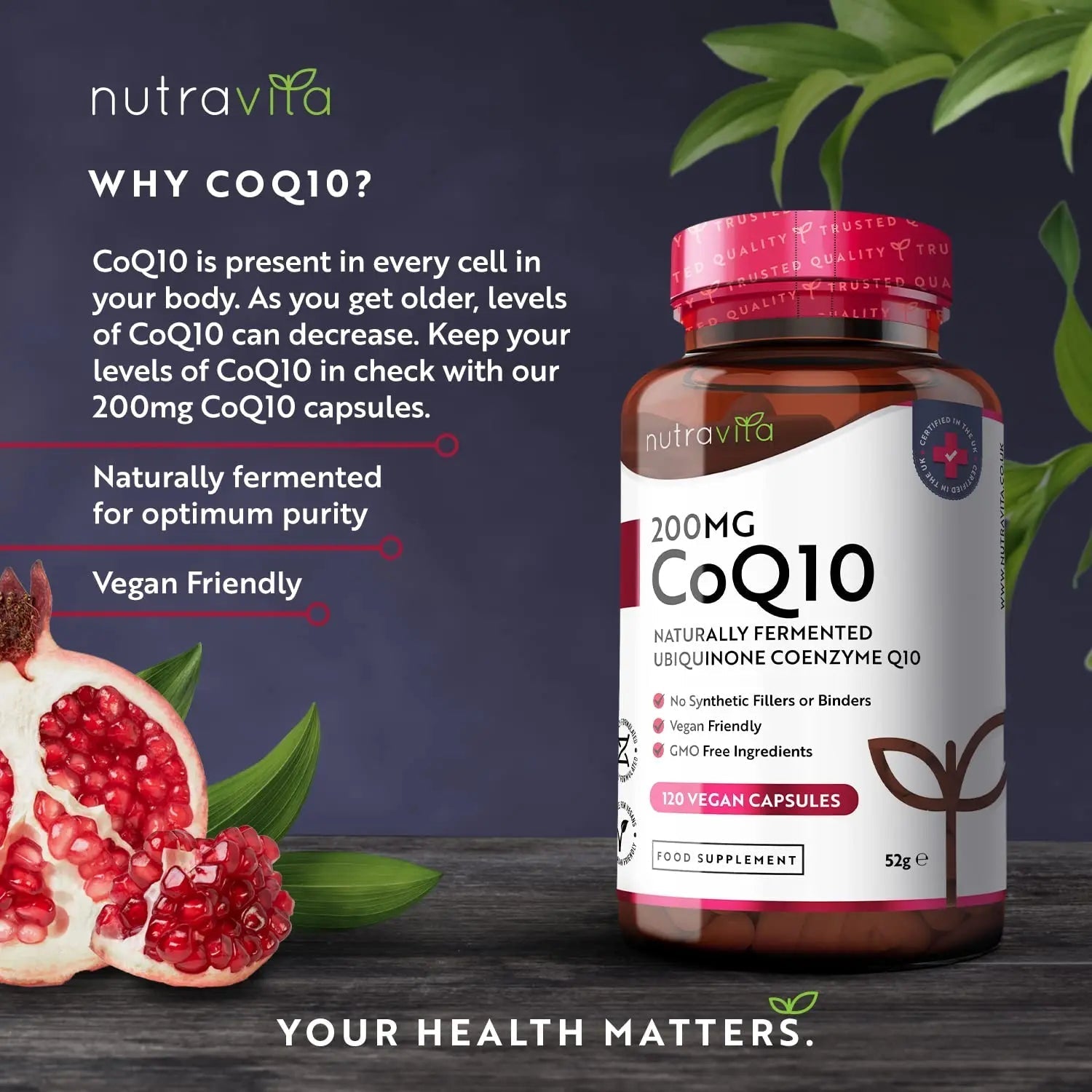 CoQ10 200mg - 120 Vegan Capsules of High Strength Co Enzyme Q10 (4 Months Supply) - TrustMedUSA