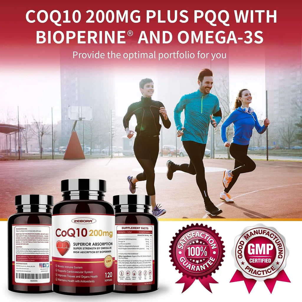 CoQ10-200mg-Softgels with PQQ, BioPerine & Omega-3, 120 Servings Coenzyme Q10 - TrustMedUSA