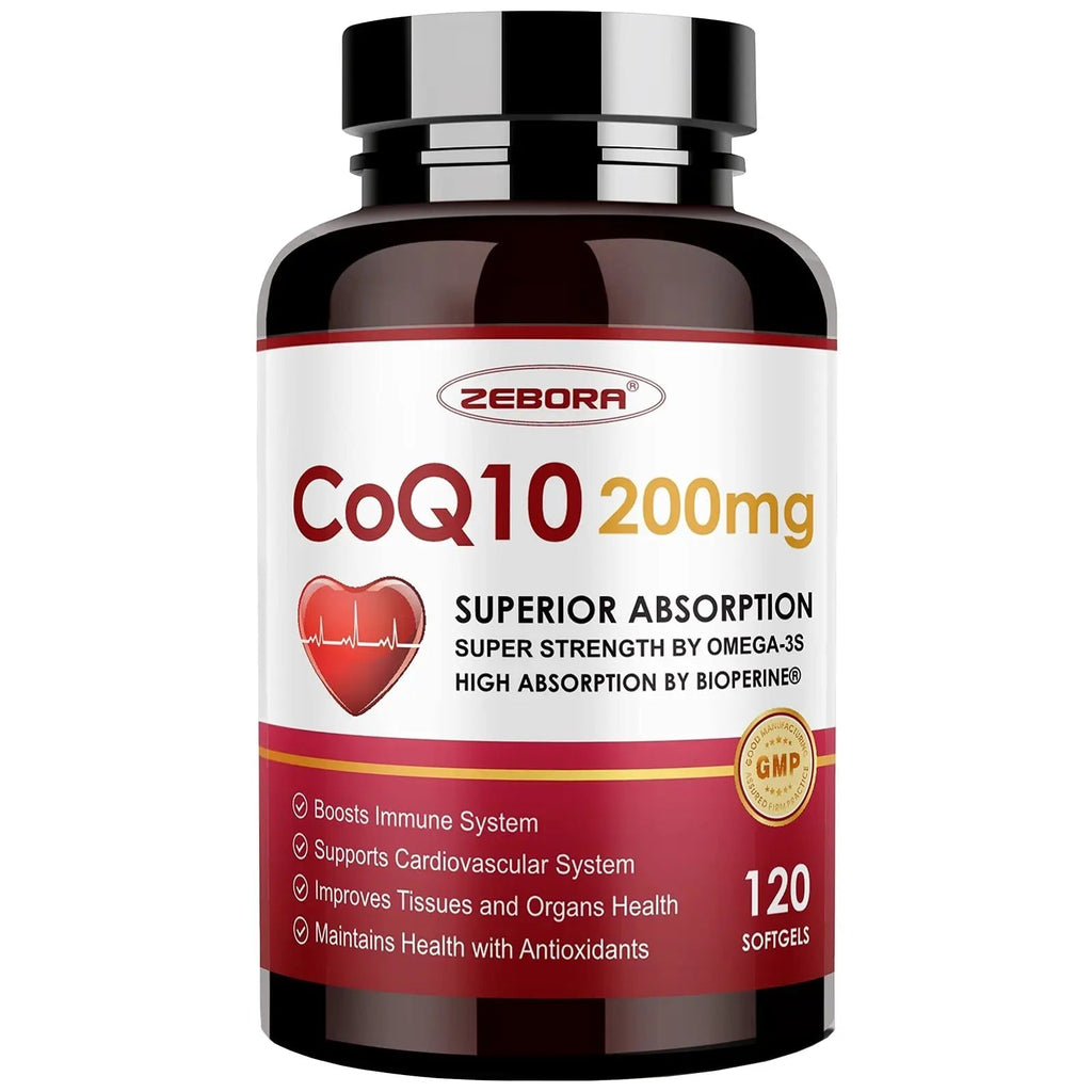 CoQ10-200mg-Softgels with PQQ, BioPerine & Omega-3, 120 Servings Coenzyme Q10 - TrustMedUSA