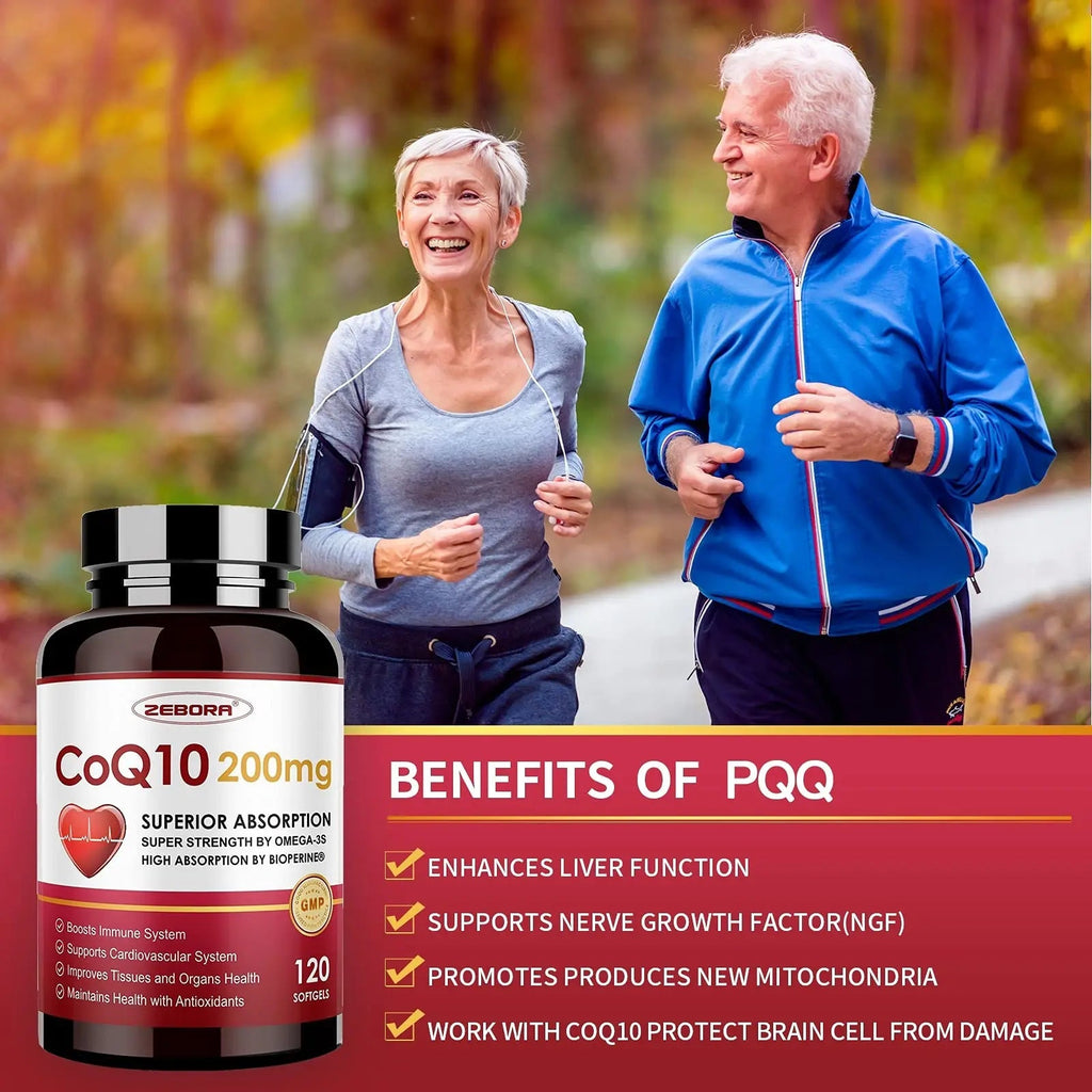 CoQ10-200mg-Softgels with PQQ, BioPerine & Omega-3, 120 Servings Coenzyme Q10 - TrustMedUSA