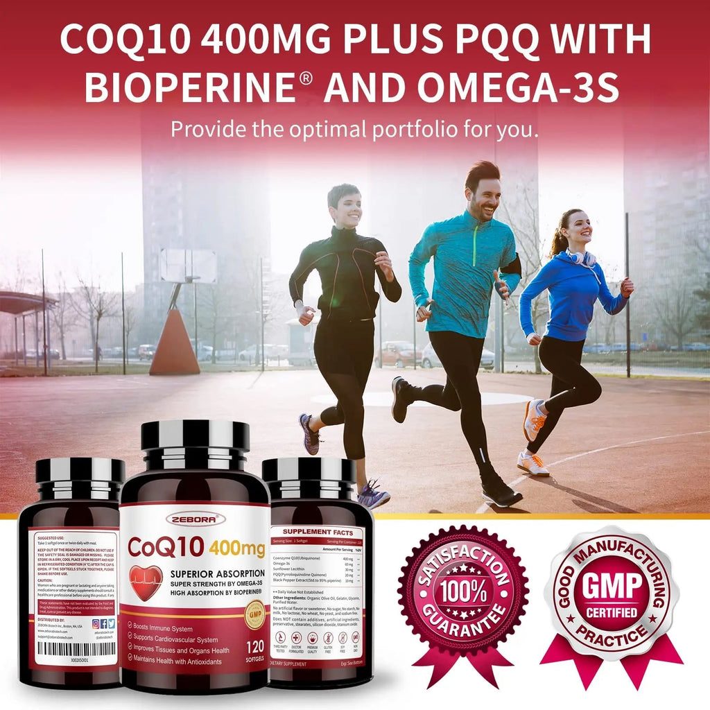 CoQ10-400mg-Softgels with PQQ, BioPerine & Omega-3, Coenzyme Q10(Ubiquinone) - TrustMedUSA