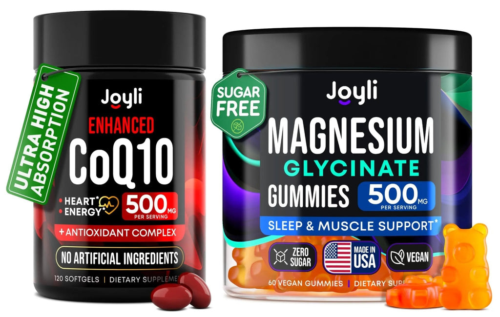 CoQ10 500mg + Magnesium Glycinate Gummies Bundle – High Absorption Coenzyme Q10 120 Softgels & 60 Sugar-Free Sleep Gummies – Heart, Energy & Mood Support – Enhanced Formula, USA Made - TrustMedUSA