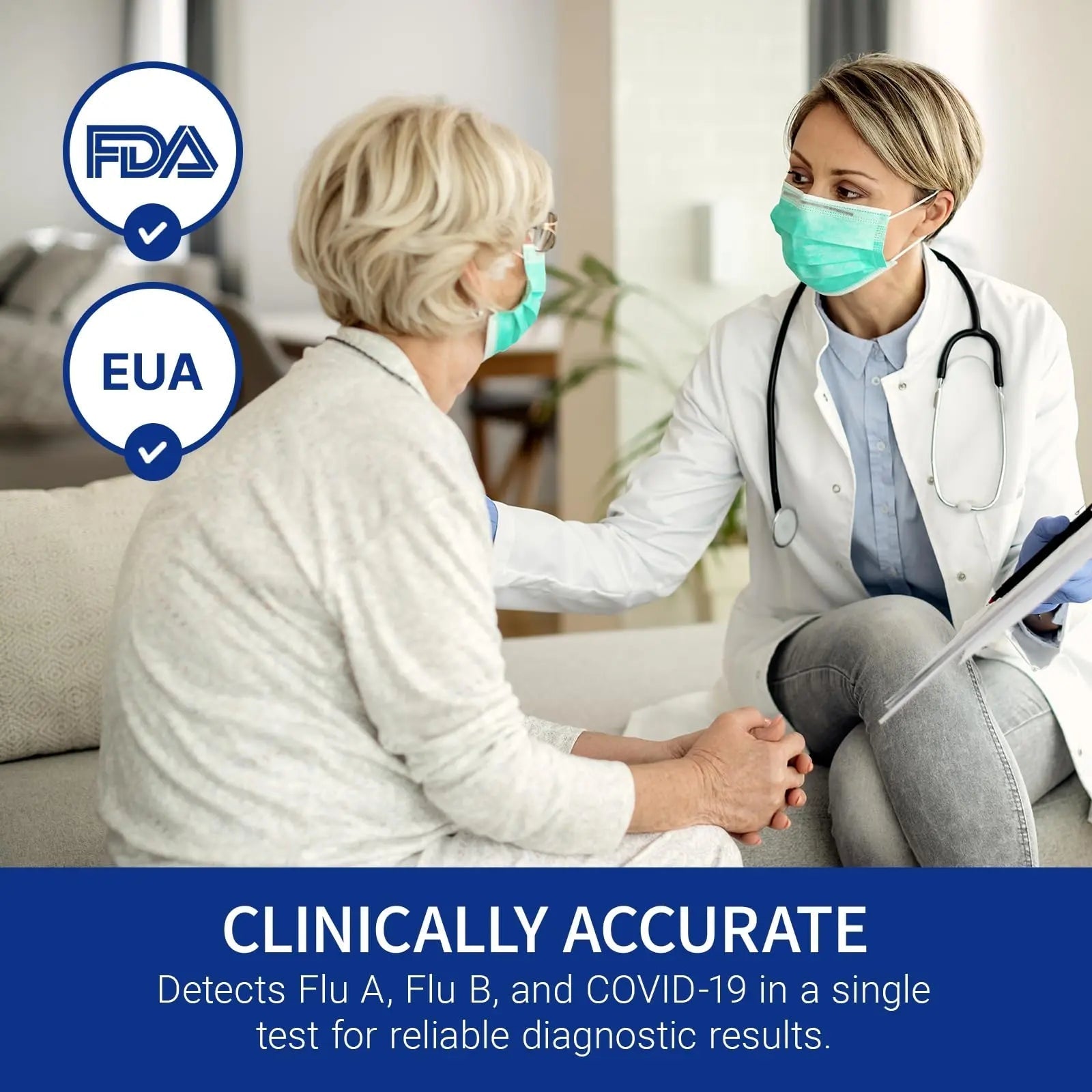 CorDx TyFast at Home Flu A/B & COVID-19 Multiplex Rapid Test Kit, Easy, Accurate, Fast Results in 10 Minutes, 3 in 1 Combo Kit, 5 Tests - TrustMedUSA