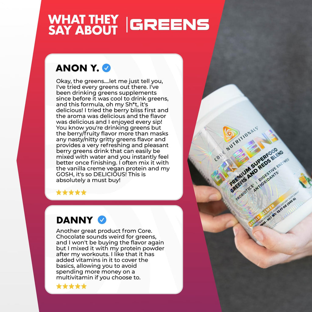 Core Nutritionals Greens | Premium Superfood Reds & Greens Blend | 5 Billion CFU Probiotics, Digestive Enzymes, & Antioxidants | 30 Servings (Berry Bliss) - TrustMedUSA
