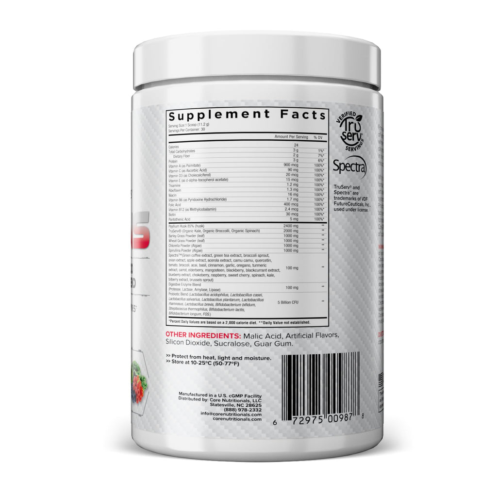 Core Nutritionals Greens | Premium Superfood Reds & Greens Blend | 5 Billion CFU Probiotics, Digestive Enzymes, & Antioxidants | 30 Servings (Berry Bliss) - TrustMedUSA