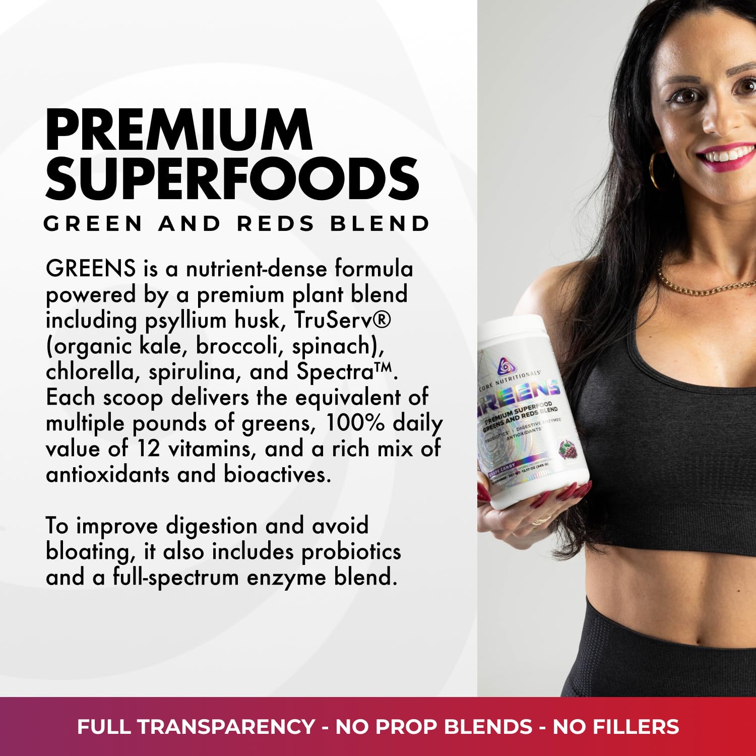 Core Nutritionals Greens | Premium Superfood Reds & Greens Blend | 5 Billion CFU Probiotics, Digestive Enzymes, & Antioxidants | 30 Servings (Berry Bliss) - TrustMedUSA