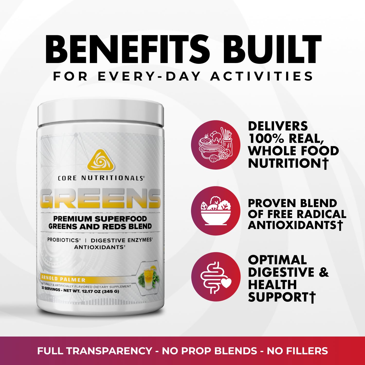Core Nutritionals Greens | Premium Superfood Reds & Greens Blend | 5 Billion CFU Probiotics, Digestive Enzymes, & Antioxidants | 30 Servings (Berry Bliss) - TrustMedUSA