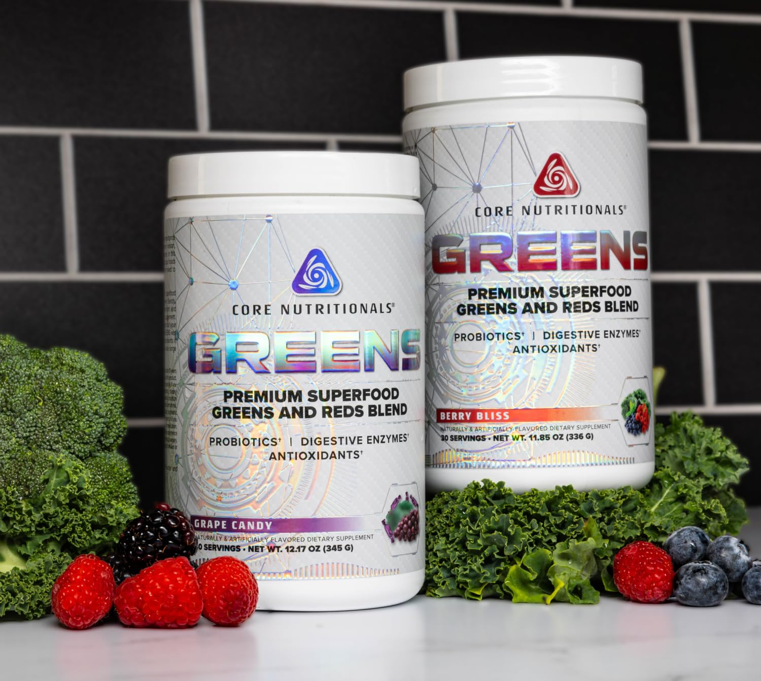 Core Nutritionals Greens | Premium Superfood Reds & Greens Blend | 5 Billion CFU Probiotics, Digestive Enzymes, & Antioxidants | 30 Servings (Berry Bliss) - TrustMedUSA