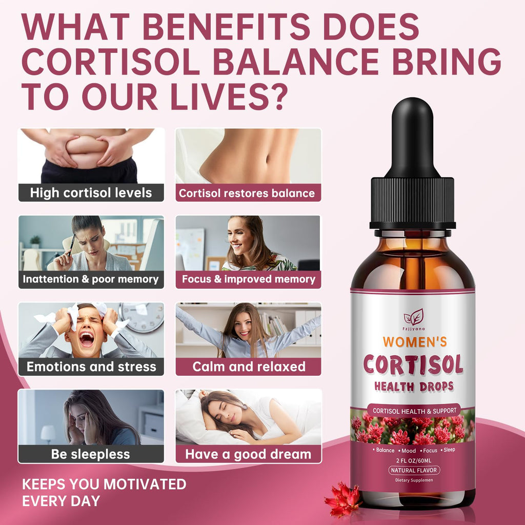 Cortisol Manager Liquid Drops, Cortisol Supplements for Women, with magnesium ashwagandha, rhodiola rosea,l-theanine,Phosphatidylserine-Promote Relaxation and Support Mood- 30 Day Vegan Supply - TrustMedUSA