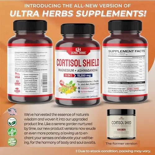 CORTISOL SHIELD 9 IN 1 - 15,250mg Magnesium + Ashwagandha with Phosphatidylserine - TrustMedUSA