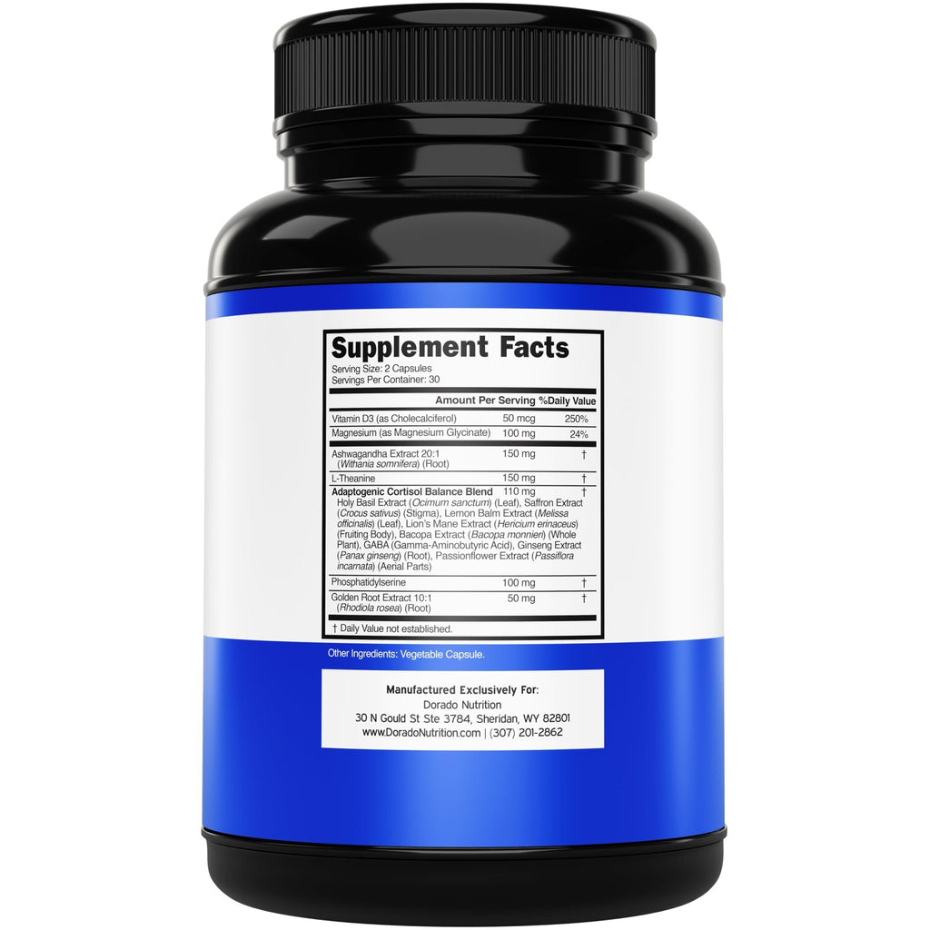 Cortisol Supplements for Women & Men with 14 in1 Blend (Magnesium, Ashwagandha, L Theanine & More) Healthy Cortisol Balance & Calm Mood Support - Third Party Tested, Non GMO, USA Made - 60 Count - TrustMedUSA