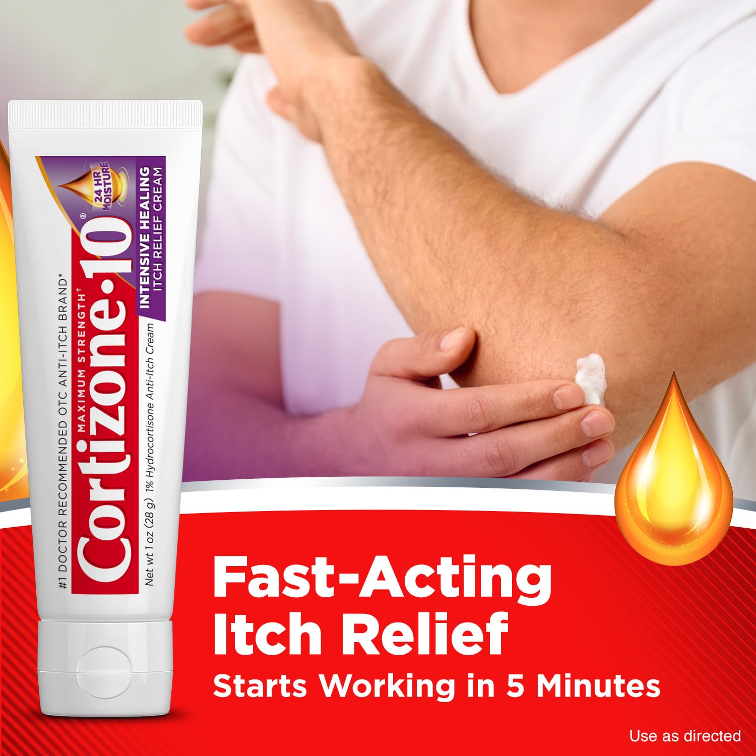 Cortizone-10 Maximum Strength Intensive Healing Itch Relief Cream, 1% Hydrocortisone, Fast-Acting, Anti-Itch Cream for Bug Bites, Rash, Eczema, Psoriasis, Poison Ivy, Oak, Sumac & More, 1 oz - TrustMedUSA