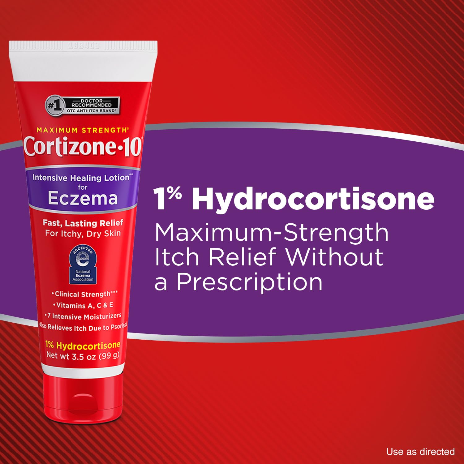 Cortizone-10 Maximum Strength Intensive Healing Itch Relief Lotion for Eczema, 1% Hydrocortisone, Fast-Acting, Anti-Itch Cream for Minor Skin Irritations, Rashes and Inflammation Due to Eczema, 3.5 oz - Maple Wellness Supplements