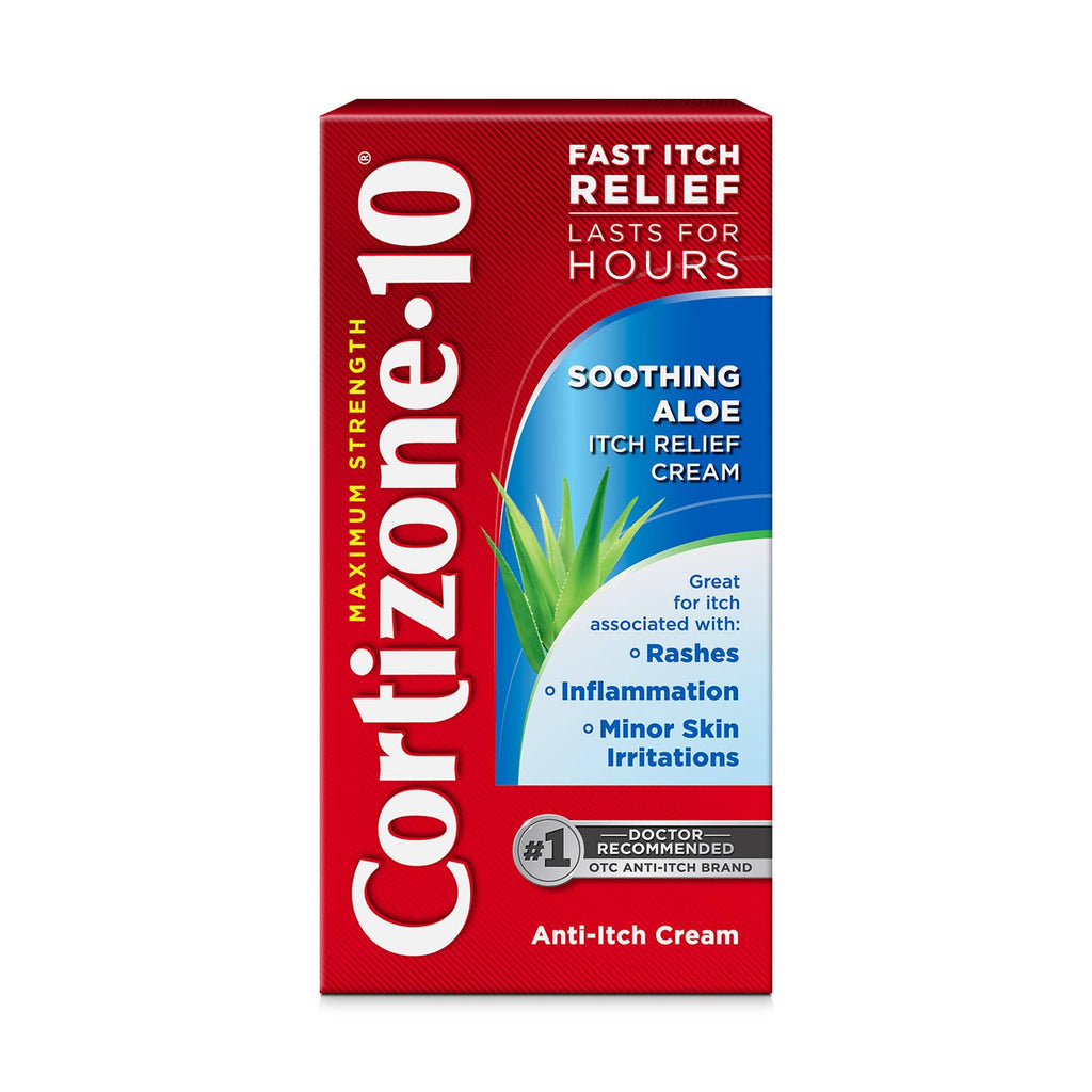 Cortizone-10 Maximum Strength Soothing Aloe Itch Relief Cream, 1% Hydrocortisone, Fast-Acting, Anti-Itch Cream for Bug Bites, Rash, Eczema, Psoriasis, Poison Ivy, Oak, Sumac & More, 1 oz - TrustMedUSA