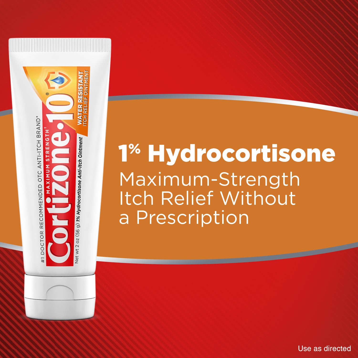 Cortizone-10 Maximum Strength Water Resistant Itch Relief Ointment, 1% Hydrocortisone, Fast-Acting, Anti-Itch Cream for Bug Bites, Rash, Eczema, Psoriasis, Poison Ivy, Oak, Sumac & More, 2 oz - TrustMedUSA