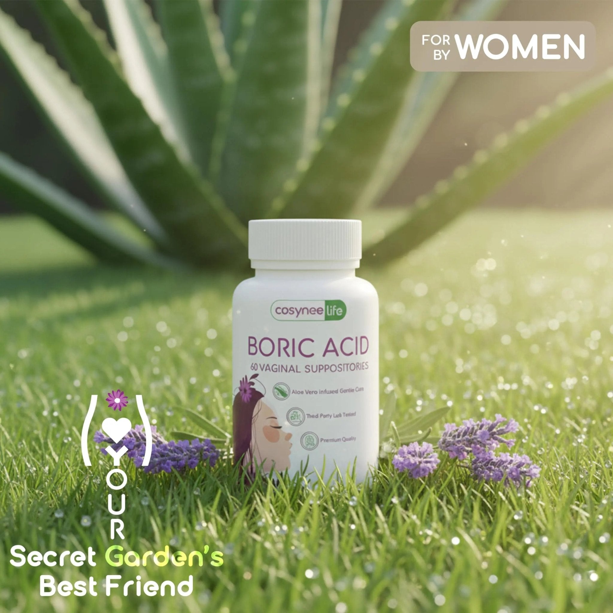 cosynee Boric Acid Capsules for Women with Aloe Vera – 60 Capsules, 650mg Each – Feminine Hygiene Support - TrustMedUSA