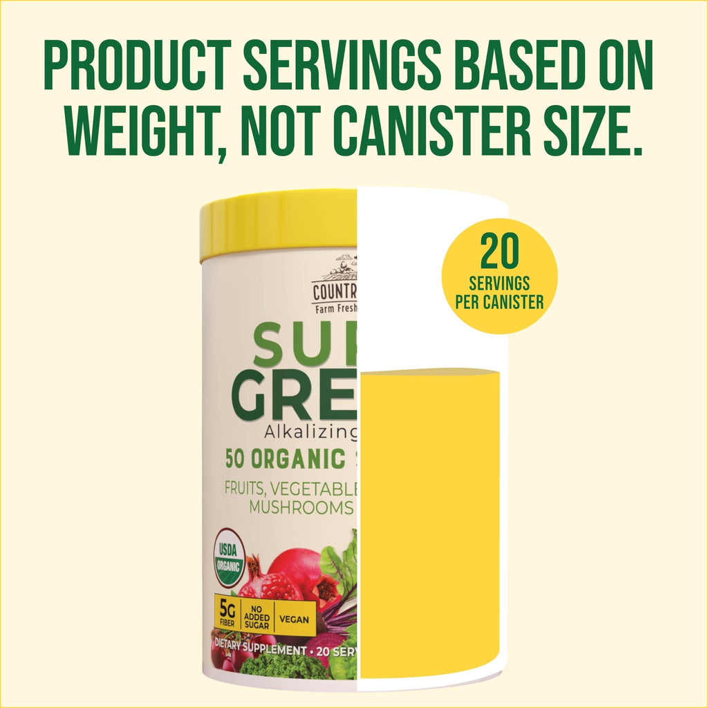 Country Farms Super Greens Apple Banana Powder Smoothie, Organic Super Foods, USDA Organic Drink Mix, Fruits, Vegetables, Mushrooms, Superfood Nutrition, 40 Servings, 2 Pack - TrustMedUSA