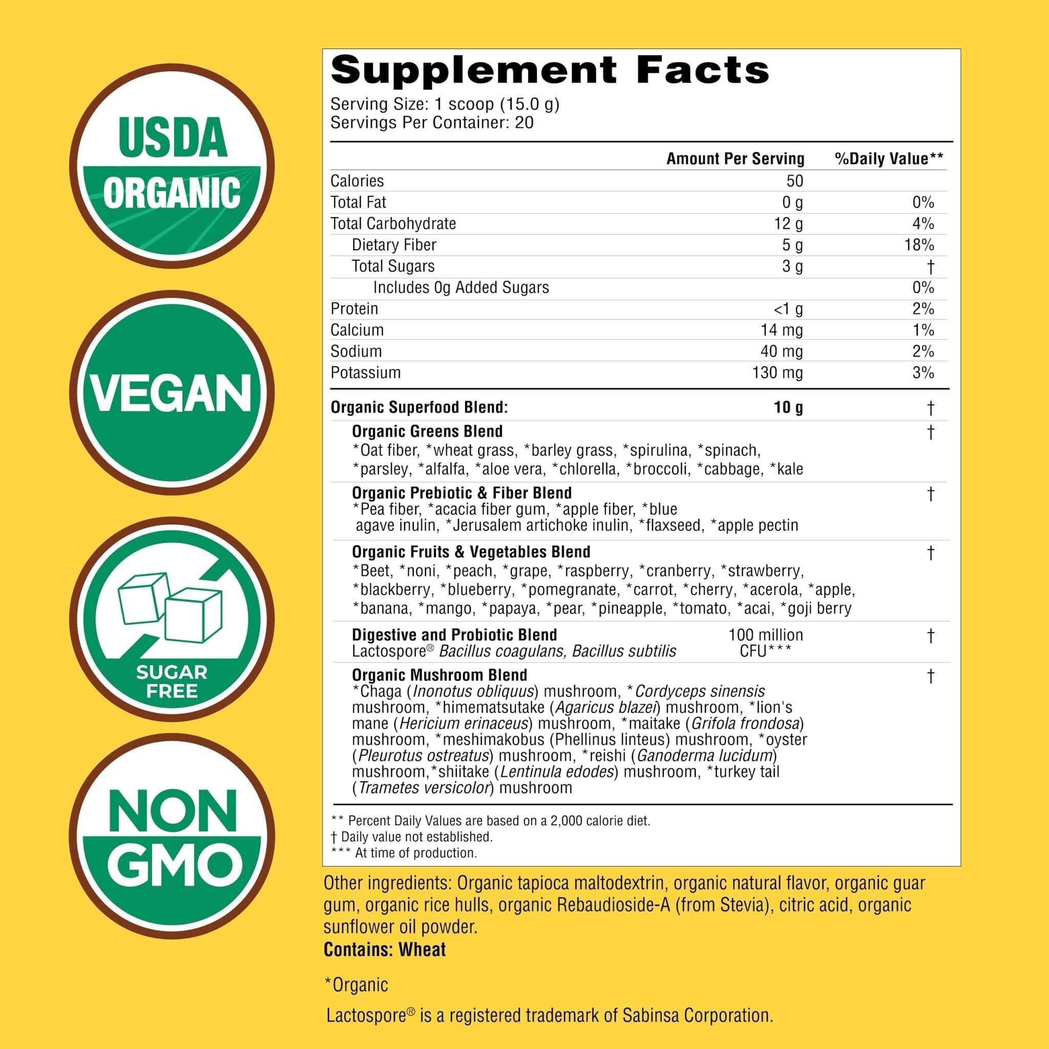 Country Farms Super Greens Apple Banana Powder Smoothie, Organic Super Foods, USDA Organic Drink Mix, Fruits, Vegetables, Mushrooms, Superfood Nutrition, 40 Servings, 2 Pack - TrustMedUSA