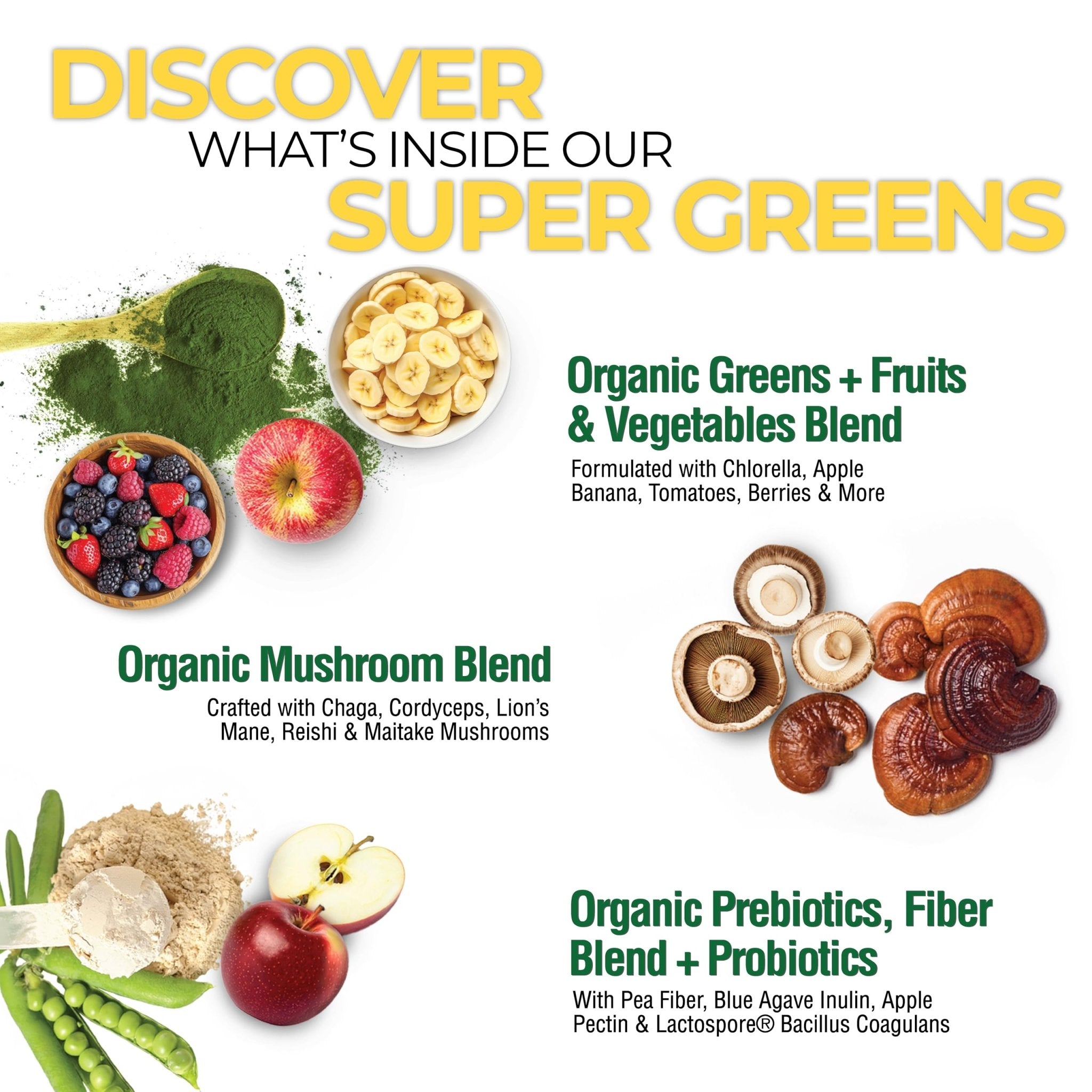 Country Farms Super Greens Apple Banana Powder Smoothie, Organic Super Foods, USDA Organic Drink Mix, Fruits, Vegetables, Mushrooms, Superfood Nutrition, 40 Servings, 2 Pack - TrustMedUSA