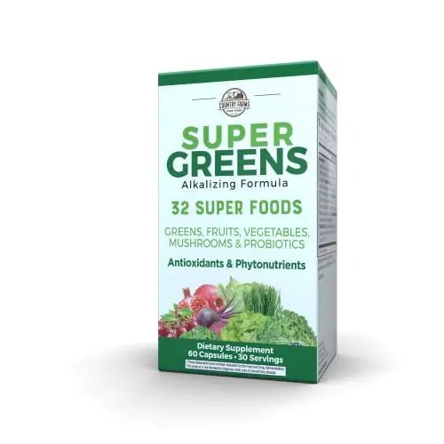 COUNTRY FARMS Super Greens Vegicaps, 32 Super Foods, Whole Food Supplement - TrustMedUSA