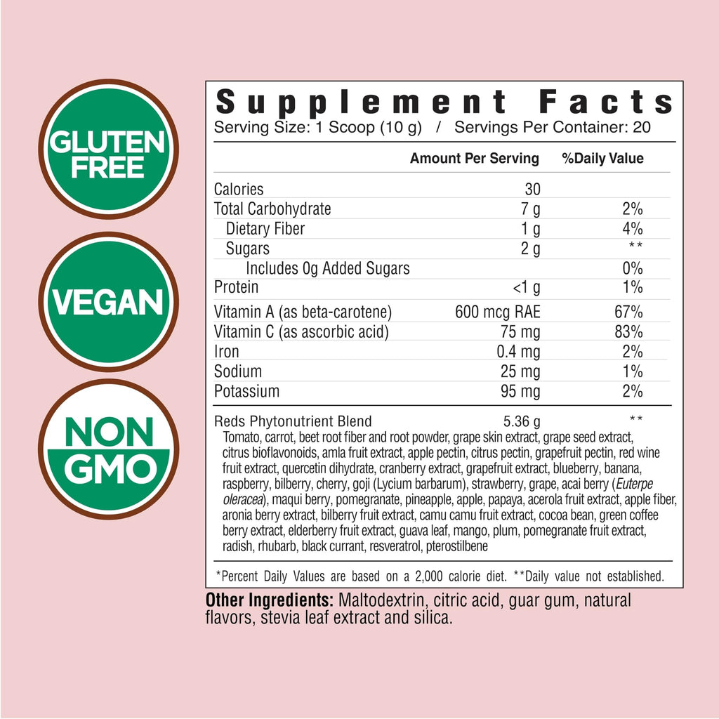 COUNTRY FARMS Super Reds, Energizing Polyphenol Superfood, 48 Super Fruits and Berries, Powerful Antioxidants and Polyphenols, Supports Energy, 20 Servings, Mixed Berry Flavor - TrustMedUSA