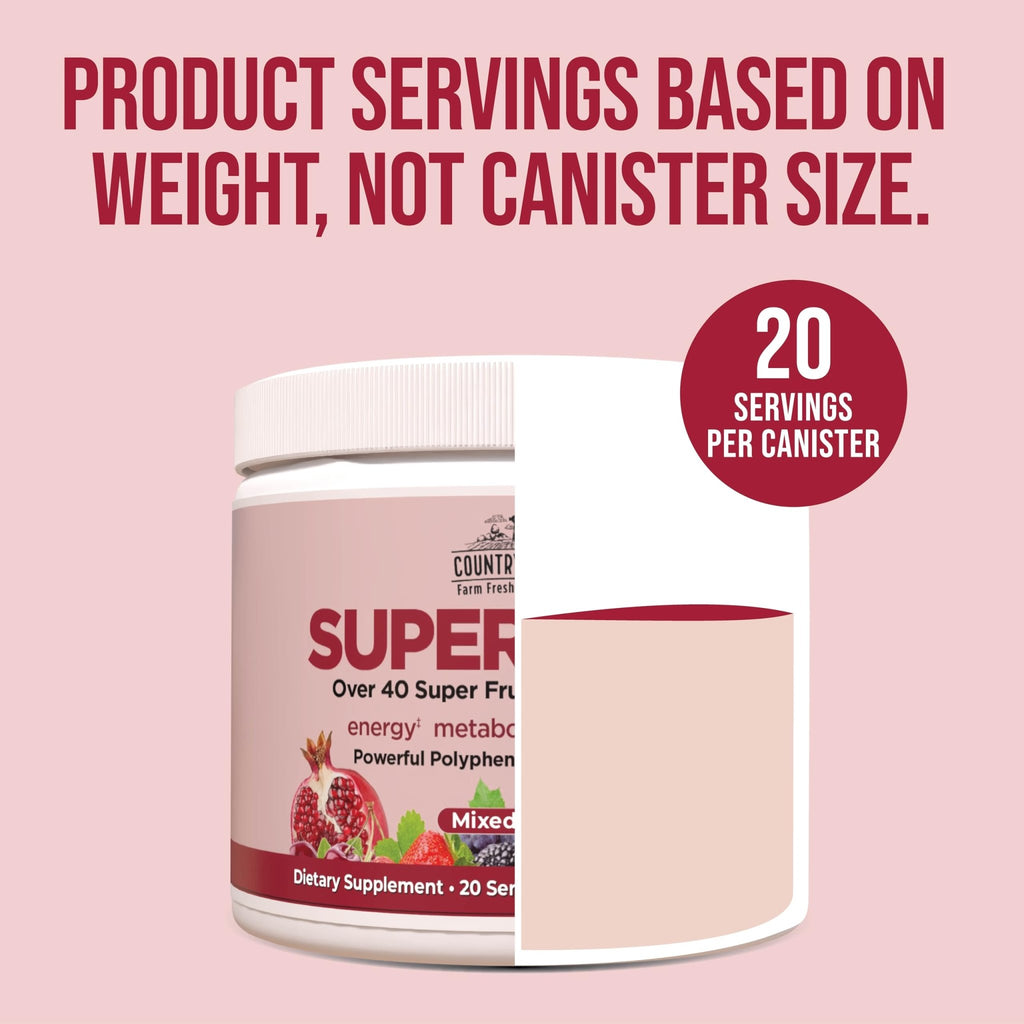 COUNTRY FARMS Super Reds, Energizing Polyphenol Superfood, 48 Super Fruits and Berries, Powerful Antioxidants and Polyphenols, Supports Energy, 20 Servings, Mixed Berry Flavor - TrustMedUSA