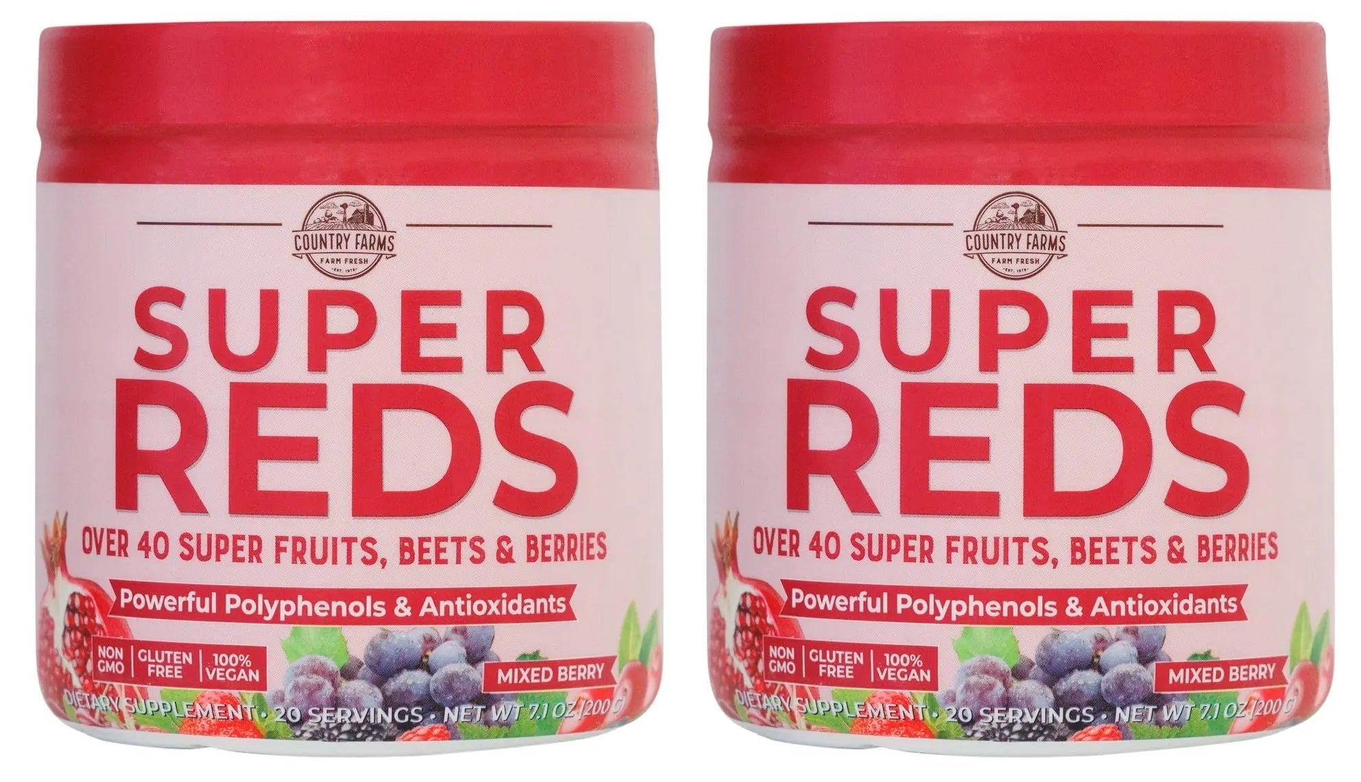 COUNTRY FARMS Super Reds, Energizing Polyphenol Superfood, Over 40 Super Fruits - TrustMedUSA