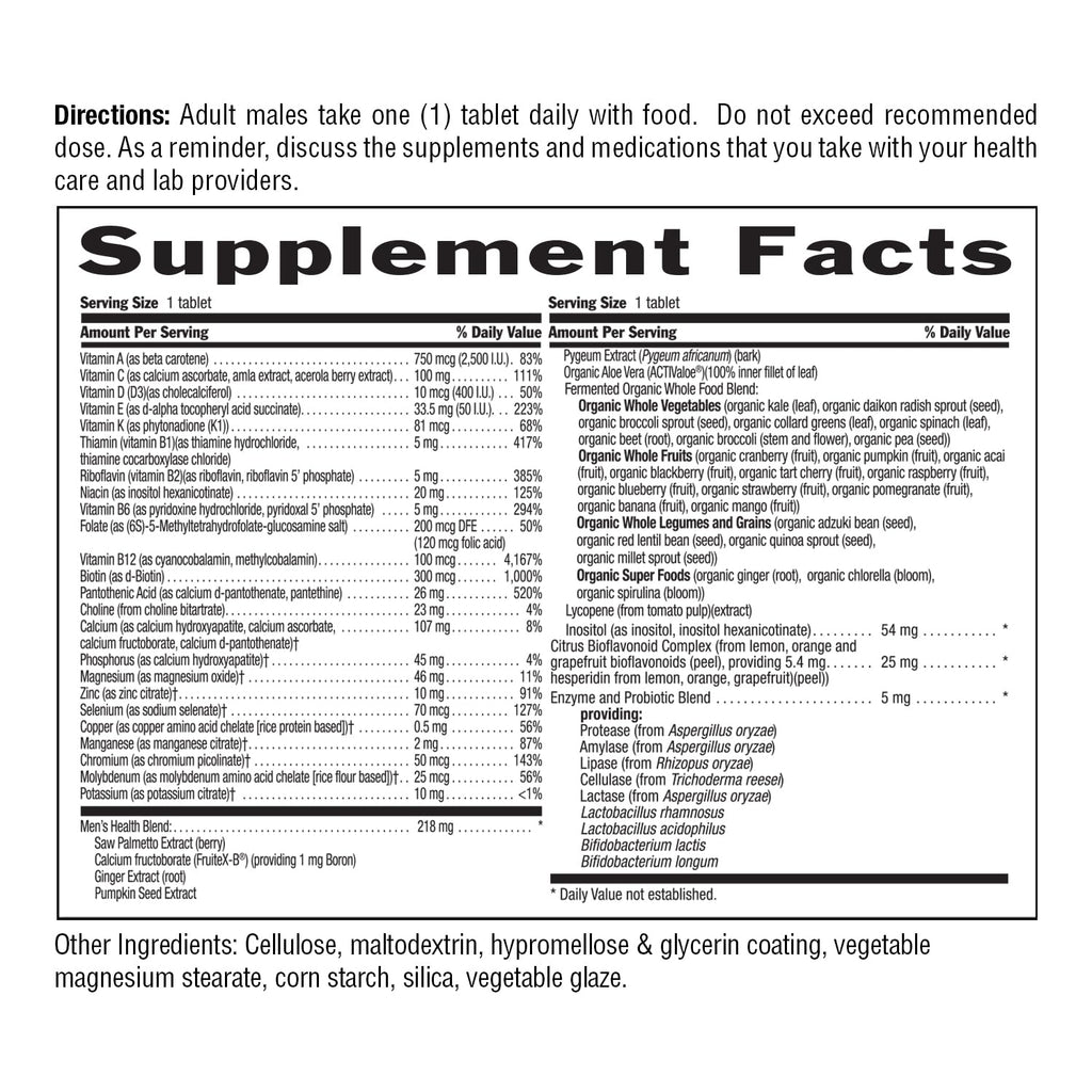 Country Life Core Daily-1 for Men - Multivitamin with Probiotics, Saw Palmetto, Pumpkin Seed Extract, and Coenzymated B Vitamins - Gluten-Free and Vegetarian - 60 Tablets - TrustMedUSA