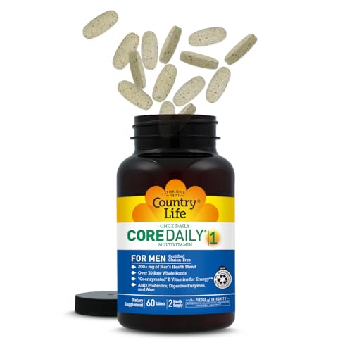 Country Life Core Daily-1 for Men - Multivitamin with Probiotics, Saw Palmetto, Pumpkin Seed Extract, and Coenzymated B Vitamins - Gluten-Free and Vegetarian - 60 Tablets - TrustMedUSA