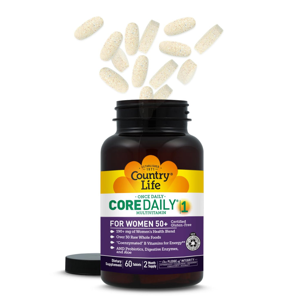Country Life CORE Daily-1 for Women 50+ Multivitamin - Formulated for Women Over 50, Complete Daily Nutrition with Women's Health Blend, Coenzymated B Vitamins, Probiotics, and Digestive Enzymes - TrustMedUSA