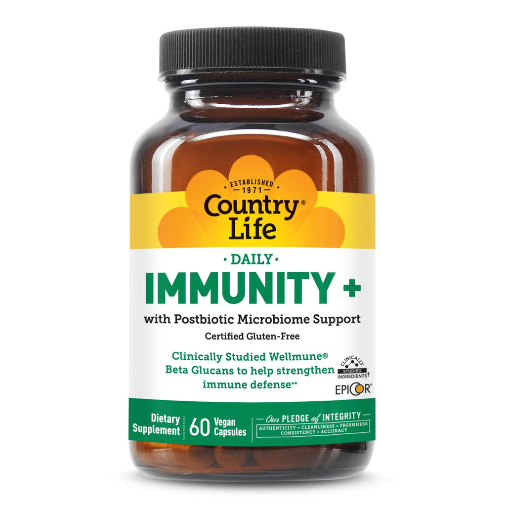 Country Life Immunity+ Supplement, 60 Capsules - Supports Immune and Gut Health - for Men and Women - Clinically Studied Ingredients, Vegan, Gluten Free, Certified B Corporation - TrustMedUSA