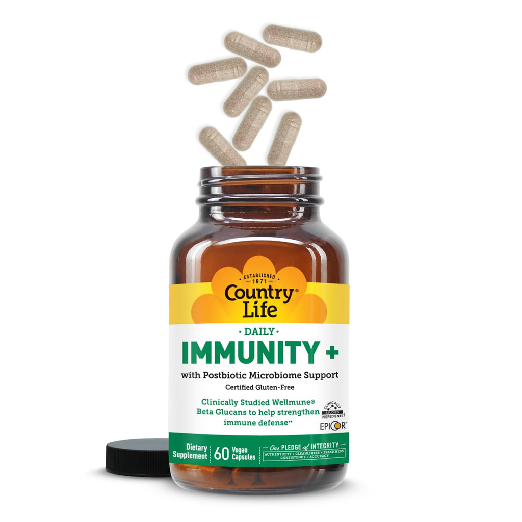 Country Life Immunity+ Supplement, 60 Capsules - Supports Immune and Gut Health - for Men and Women - Clinically Studied Ingredients, Vegan, Gluten Free, Certified B Corporation - TrustMedUSA