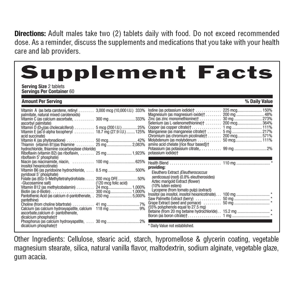 Country Life Max for Men Multivitamin: Iron-Free, Gluten Free, Saw Palmetto, Lycopene, Daily Support for Energy, Heart & Men's Health,120 Vegetarian Tablets - TrustMedUSA