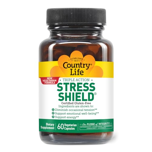Country Life Stress Shield – Stress & Tension Relief Supplement with Ashwagandha, B-Vitamins for Energy & Emotional Well-Being, Supports Mental Clarity & Resilience, Gluten-Free, Vegan, 60 Capsules - TrustMedUSA