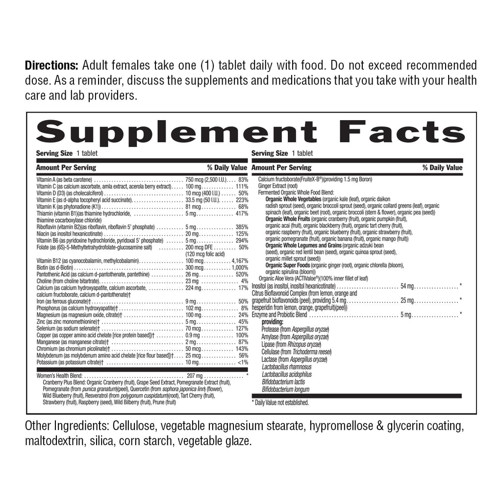 Country Life Women’s Core 1 Daily Multivitamin with Iron, Cranberry, Probiotics, and Digestive Enzymes-Certified Gluten-Free Formula for Energy, Immune Support and Complete Digestive Health,60 Tablets - TrustMedUSA