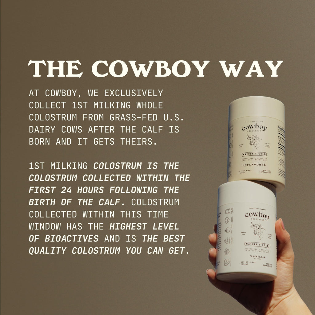 COWBOY COLOSTRUM Powder Travel Packs - Bovine Colostrum Powder - First Day Milking Whole Colostrum - Grass Fed Colostrum Supplement for Gut Health, Immunity, Skin & Hair (Unflavored, 30 Servings) - TrustMedUSA