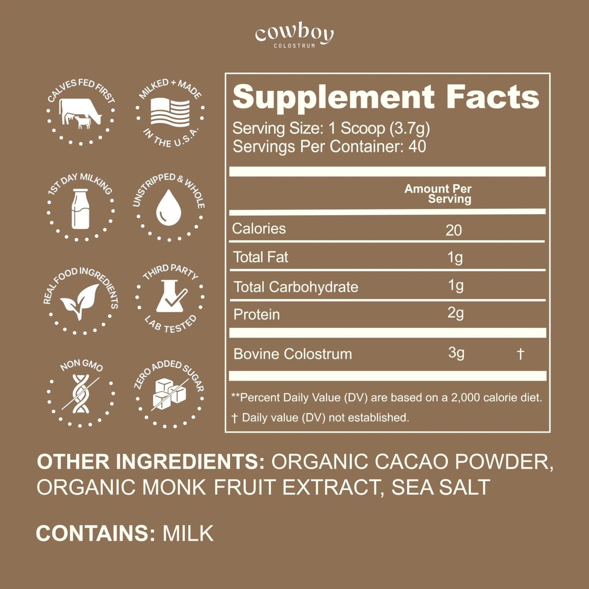 Cowboy - The Exclusive 1st Milking, Whole, Grass Fed Colostrum Supplement for Full Body Health - Sugar Free Bovine Colostrum Powder Packed with Bioactive(Vanilla & Chocolate) Nutrients - TrustMedUSA