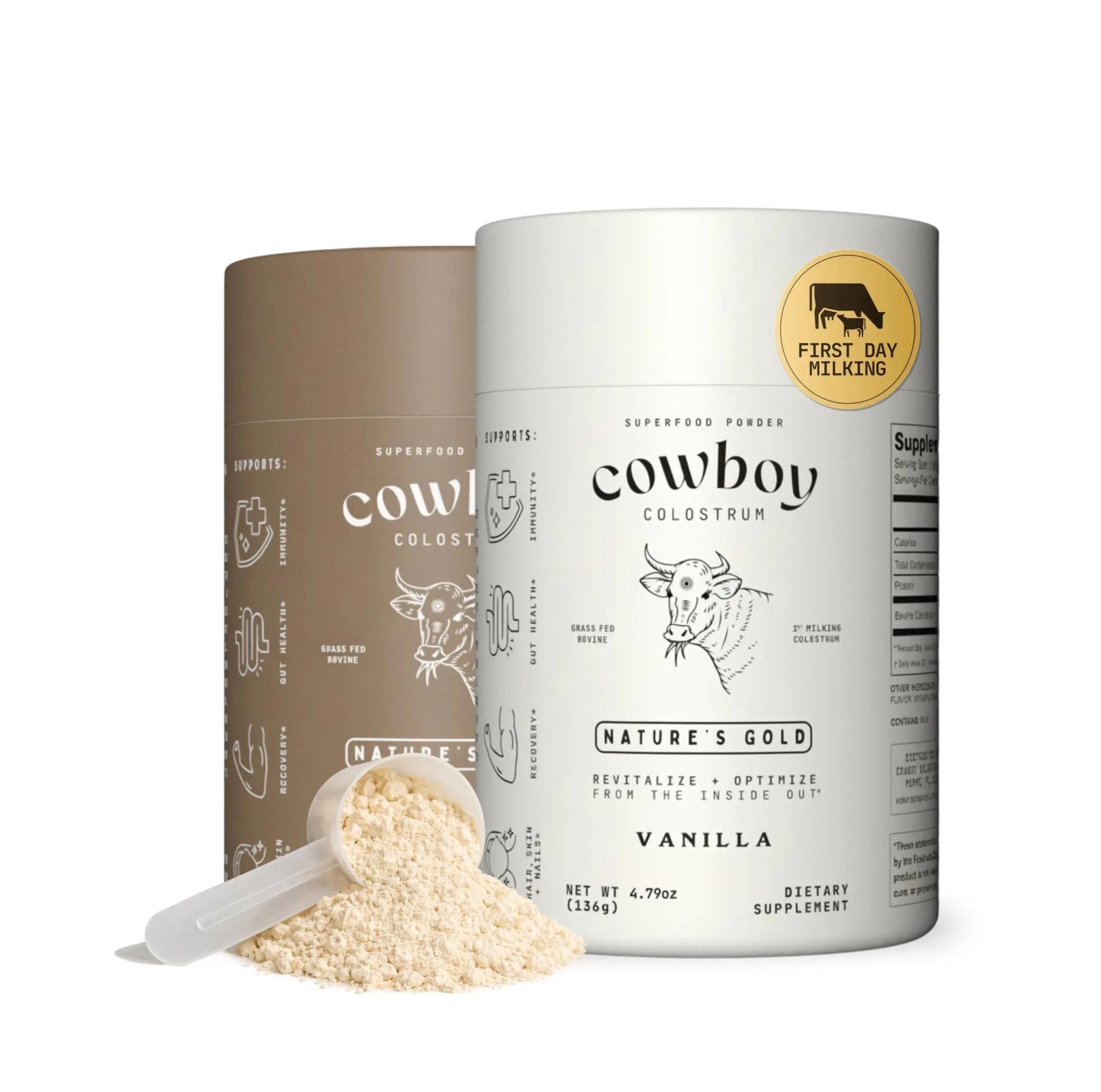 Cowboy - The Exclusive 1st Milking, Whole, Grass Fed Colostrum Supplement for Full Body Health - Sugar Free Bovine Colostrum Powder Packed with Bioactive(Vanilla & Chocolate) Nutrients - TrustMedUSA