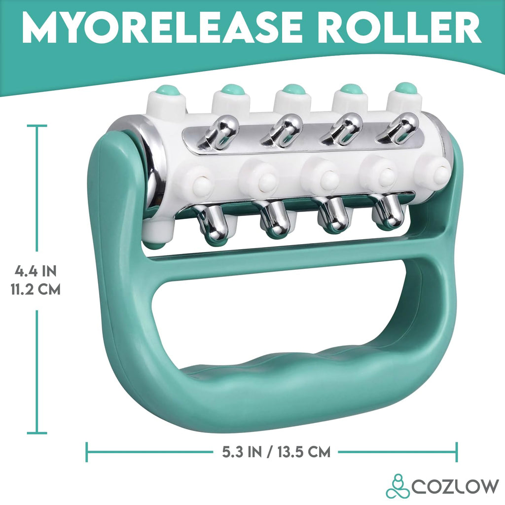 COZLOW - MyoRelease Lymphatic Drainage Massager - Green - Handheld Fascia Release + Scar Tissue Massage Roller for Shoulder, Neck, Belly, Thigh, Leg, Back, Glutes - Helps Reduce Cellulite Appearance - Maple Wellness Supplements