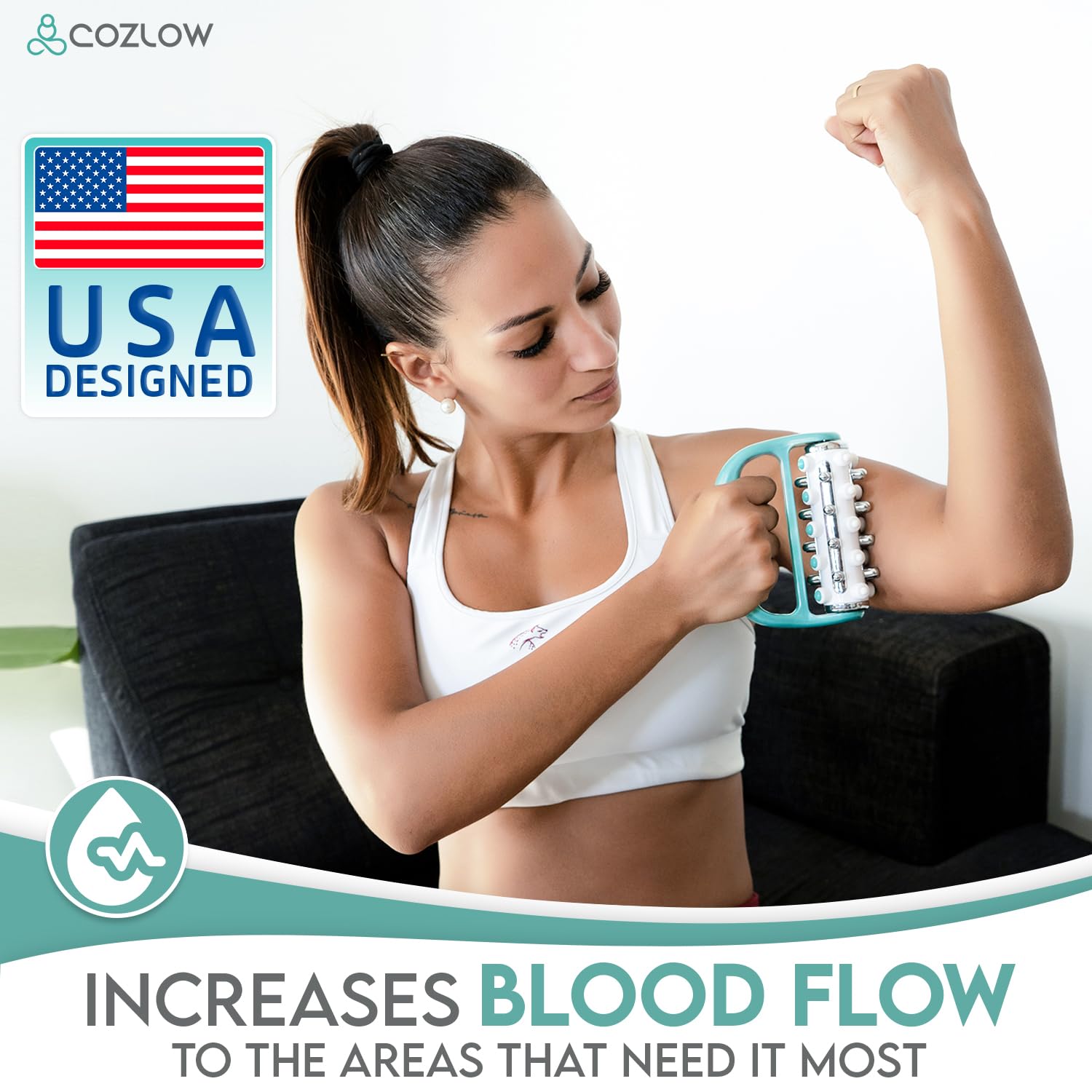 COZLOW - MyoRelease Lymphatic Drainage Massager - Green - Handheld Fascia Release + Scar Tissue Massage Roller for Shoulder, Neck, Belly, Thigh, Leg, Back, Glutes - Helps Reduce Cellulite Appearance - Maple Wellness Supplements